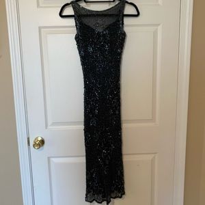 Sequin black evening gown, midi, size Small